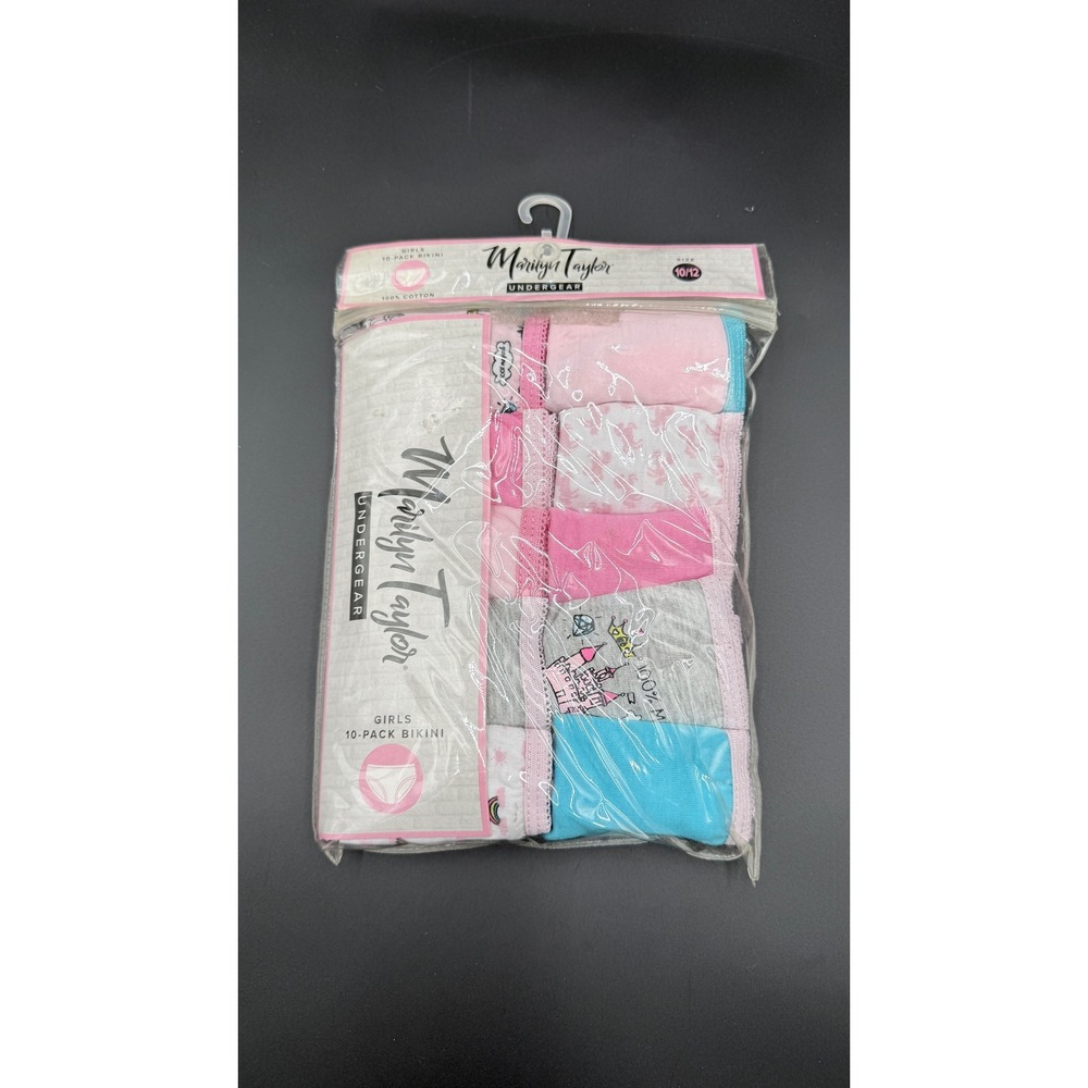 Marilyn Taylor Undergear Girls 10-Pack Bikini Underwear 100% Cotton Size 10/12